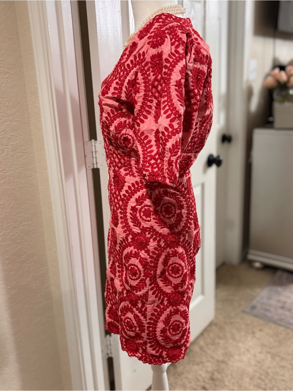 Adelyn Rae Red Embroidered V-Neck Mini Dress - Picture 4 of 9